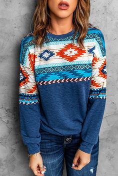 Shipping from the US. Easy 30 day return policy, 100% cotton, Double-needle neck, sleeves and hem; Roomy Unisex Fit. Western Sweatshirts, Solid Color Pants, Cowgirl Western, Western Cowgirl, Pullover Designs, Aztec Print, Print Pullover, Printed Sweatshirts, Styl Vintage