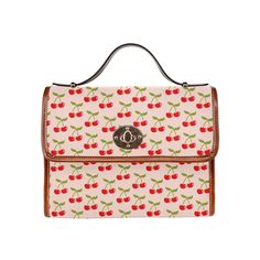 Cherry Handbag, Retro Handbag, Red cherry handbag, Retro Satchel, Cute handbag, Cherry Print Bag, Pink Red handbag, Women's Purses Designed in California, Handmade to order overseas. The Cherry Handbag is a retro-inspired and adorable women's purse with a vibrant red color and an all-over cherry print. Its structured satchel design exudes a sense of nostalgia while the playful cherry pattern adds a touch of whimsy. With adjustable straps, this cute handbag offers versatility in carrying options, Retro Satchel Bag With Removable Pouch, Retro Flap Bag With Detachable Strap For Daily Use, Retro Red Bag With Removable Pouch, Retro Satchel Bag With Detachable Strap, Shopping Satchel Flap Bag With Handles, Gift Box Bag With Detachable Strap And Double Handle, Double Handle Box Bag With Detachable Strap As Gift, Retro Satchel Box Bag With Top Carry Handle, Retro Satchel Box Bag For Daily Use