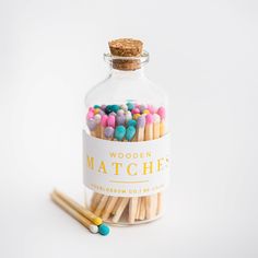 matches are in a glass bottle with cork top