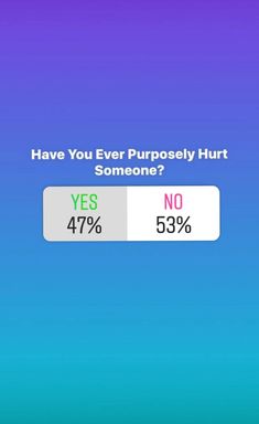 the screen is showing that you have ever properly hurt someone? yes no 53 % 95 %