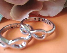 Big Sis And Lil Sis, Jewerly Rings, Rings Big, Infinity Rings, Silver Infinity Ring, Sister Rings, Bff Jewelry, Friend Jewelry, Sister Jewelry