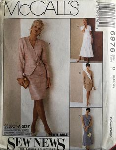 a woman in a dress and jacket on a sewing pattern