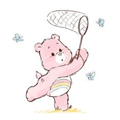 a drawing of a teddy bear holding a tennis racquet in its right hand