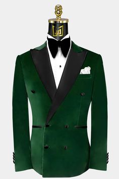 Double Breasted Green Velvet Tuxedo Jacket Green Tuxedo Wedding, Dark Green Suit Men, Green Velvet Tuxedo, Green Velvet Suit, Suits Men Wedding, Velvet Napkins, Velvet Tuxedo Jacket, Green Suits, Green Suit Men