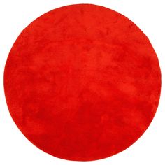 a red round rug on a white background