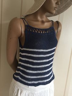 White Vertical Stripes Top For Beach, Nautical Striped Tops For Summer, Striped Nautical Tops For Summer, White Vertical Stripes Top For Vacation, Nautical Beach Tops For Summer, Nautical Style Beach Tops For Summer, Nautical Tops For Beach In Summer, Summer Striped Cotton Vest, Cotton Nautical Tops For Vacation