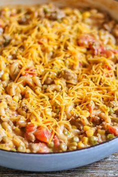 a casserole dish filled with beans and cheese