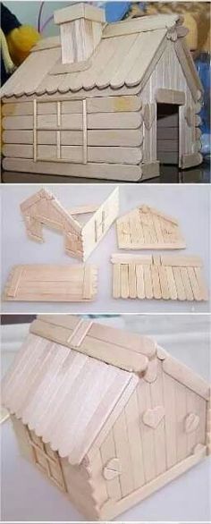 this is an image of a model house made out of wood