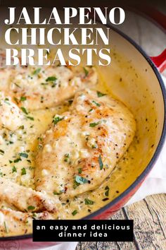 These Creamy Jalapeño Chicken Breasts will make your tastebuds tingle with excitement. The star is the creamy jalapeño sauce that coats the juicy chicken breasts. It's a simple recipe but packs a punch of flavor that will leave you wanting more. The creaminess of the sauce balances the heat from the jalapeños, adding a little kick to the chicken without going overboard. Perfect for your family dinner. Serve it with rice, pasta, or even on its own with a side salad.