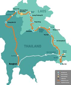 a map of thailand with many destinations