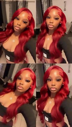 Red Wig Ideas Black Women, Red Wig With Fishtail Braid, Red Lace Front Wigs Side Part, Elegant Classy Outfits Black Women Dinner, Side Part Red Hair, Styled Lace Front Wigs, Colored Wigs On Black Women, Red Hair Black Women Hairstyles, Different Wig Colors