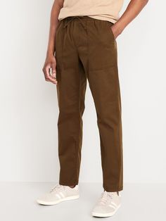 Loose Taper Utility Pants | Old Navy Utility Style Drawstring Trousers, Utility Straight Leg Pants With Drawstring, Drawstring Pants For Elevated Casual Fall Wear, Versatile Drawstring Pants For Fall, Drawstring Pants For Elevated Casual Fall Occasions, Khaki Utility Pants With Elastic Waistband, Utility Style Trousers With Drawstring, Relaxed Fit Utility Pants With Pull-on Style, Relaxed Fit Utility Bottoms With Pull-on Style