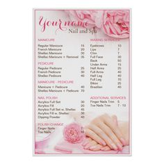 Nail Salon Price List, Nail Suite, Poster Spa, Beauty Salon Price List, Nail Salon Prices, Shellac Pedicure, Manicure Shellac, Nail School, Nail Room Ideas