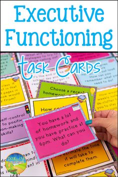 the cover of an executive functioning task cards