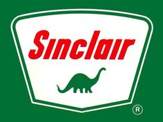 an image of a dinosaur logo on a green and white background with the word snclar written in red