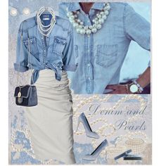 Sequin And Denim Outfit, Styling Pearls Outfit, Denim And Bling Outfits, Denim Themed Party Outfit, Denim Diamonds Theme Outfit, Denim And Pearls Outfits, Denim And Diamonds Party Outfit, Pearls Outfits, Pearls Outfit