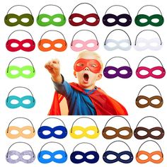 PRICES MAY VARY. ☀️【Package Include】Superhero Masks 25pcs ,25 colors.Every masks has an elastic rope, which is adjustable. ☀️【Superhero Mask Size】6.8 x 2.9 x 0.1 inch, Elastic Rope Length: 13.6 inches. ☀️【High Quality】Made of felt and elastic, safe non-toxic, and no harm to skin with high quality material. ☀️【Application Scenes】These superhero masks are suitable for masquerade, birthday party, Christmas, Halloween, night club, date, dress-up theme party and etc. ☀️ 【Guarantee】If the superhero ma Superhero Eye Mask, Green Goblin Mask, Masks For Halloween, Red Superhero, Superhero Mask, Holiday Birthday Party, Masks For Kids, Mascaras Halloween, Kids Hero