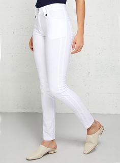 Our best selling pant in White. Named the best luxury travel pant of the year. Stretch High-waisted Pants With Elastic Side Panels, Versatile Bottoms With Comfort Stretch And Elastic Side Panels, Versatile Straight Leg Elastane Jeggings, Tapered Leg Stretch Bottoms With Elastic Side Panels, Stretch Bottoms With Elastic Side Panels And Tapered Leg, Chic Comfort Stretch Tapered Leg Pants, High Waist Stretch Pants With Elastic Side Panels, Stretch Ankle-length Bottoms With Elastic Side Panels, Versatile Stretch Tapered Leg Bottoms