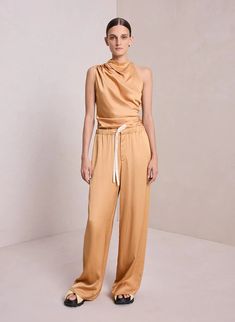 Mock Neckline, Asymmetrical Tops, Viscose Fabric, Low Key, Strappy Sandals, Swimwear Tops, Slide Sandals, Modern Woman, Fashion Pants