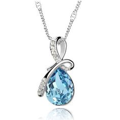 Austrian Crystal Water Drop Pendant Necklace – A3IM Fashions Crystal Pendants, Turquoise Crystal, Drop Pendant Necklace, Crystal Necklace Pendant, Elegant Necklaces, Rhinestone Jewelry, Water Drop, Austrian Crystal, Silver Pendant Necklace