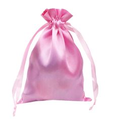 a pink satin bag on a white background