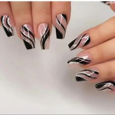 Black And White Nail, Black And White Nail Designs, Fancy Nail Art, Nail Art Designs Images, Manicure Nail Designs, Pretty Nail Art Designs, White Nail Designs