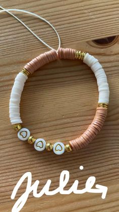 EMBROIDERY BRACELETS #BeadedBracelets Clay Bead Bracelet Ideas Autumn, Clay Bead Bracelet Ideas Earth Tones, Clay Disc Bracelet Ideas, Neutral Clay Bead Bracelets, Braclate Ideas, Heishi Bracelet Ideas, Bracelet Heishi, Fancy Bracelets