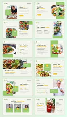 a green and white presentation board with many different foods on it's side, including vegetables