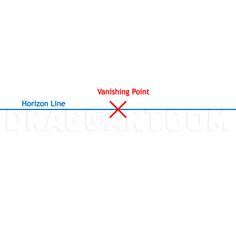 the horizon line is marked with red and blue lines, which are parallel to each other