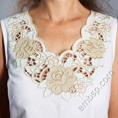 Neckline Cutwork "Flower Fantasy" Total embroidery size is 337*324mm - Designs and Fonts Embroidery Floral Machine Embroidery Designs, Embroidering Machine, Crochet Hat With Brim, Embroidery Patterns Vintage, Textile Fiber Art, Embroidery Designs Fashion