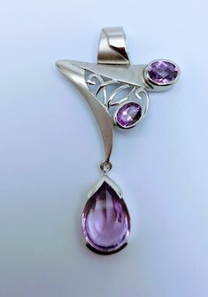 Sterling Silver Amethyst Slide Necklace Amethyst Pendant, Cleveland, Pendant Necklaces, Jewelry Inspiration, Silver Pendant, Jewelry Necklace Pendant, Opal, Amethyst, Handmade Items