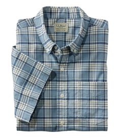 Looks like an everyday shirt, but ours has performance built right in - this versatile short-sleeve plaid oxford stretches with you and wicks moisture away. Slightly Fitted Untucked Fit: Relaxed through chest and sleeve, with a trimmer waist and slightly shorter hem you can wear untucked. Fabric feels comfortable year-round. 78% cotton, 19% polyester, 3% spandex. Innovative fabric wicks moisture away from your skin and helps it dry quickly. Machine wash and dry. Designed to look great untucked. Classic Plaid Cotton Short Sleeve Shirt, Classic Cotton Short Sleeve Plaid Shirt, Plaid Dress Shirt, Woven Top, Mens Oxfords, Men's Shirts, Oxford Shirt, Plaid Dress, Mens Shirt Dress