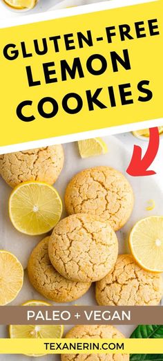 gluten - free lemon cookies with text overlay