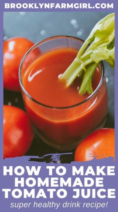 glass of tomato juice with celery sticking out of it Homemade Tomato Juice, Tomato Juice Recipes, Canned Tomato Juice, Tomato Recipe, Celery Salt, Kid Drinks, Healthy Drink, Juice Recipe, Healthy Drinks Recipes