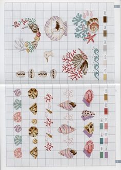 two cross - stitch samples with different designs on the same page, each showing an individual's own design