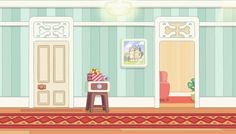 an animated house with furniture and decorations