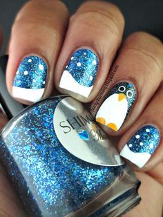 nail 360.1 Penguin Nails, Unghie Nail Art, Nails 2020, Winter Nail Art, Winter Nail Designs, Festival Nails