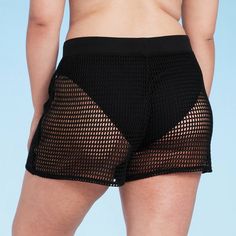 Refresh your vacay wardrobe with these Pull-On Crochet Cover-Up Shorts from Shade & Shore™. Made from 100% recycled polyester, these cover-up shorts boast an elegant black hue adorned with a charming crochet pattern. The pull-on design with a ribbed waistband and drawstring completes the look with a customizable fit. Shade & Shore™: Found exclusively at Target.