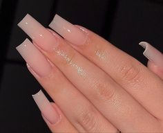 Natural Acrylic Nails, Clear Acrylic Nails, Long Square Nails, Nude Nail Designs, Nagel Tips, White Acrylic Nails