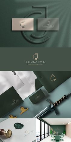 the logo for julia cruz is shown in three different colors and sizes, including green