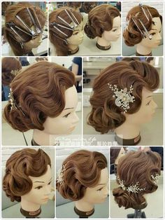 Cabelo Pin Up, Sanggul Modern, Retro Wedding Hair, 1920s Hair, Vintage Wedding Hair, Finger Waves, Hair Arrange, Hairstyles Updo, Wedding Hairstyles Half Up Half Down