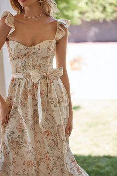 Carmel Valley, Floral Corset, Midi Sundress, Spring Prints, Slim Fit Dress, Ruffled Dress, Maxi Robes, Split Dress, Summer Maxi