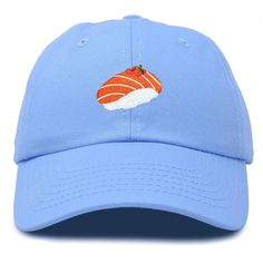 Elevate your casual style with our women's baseball cap featuring a charming Salmon Nigiri embroidery. This dad cap is perfect for any outing, providing comfort and convenience with its soft, breathable fabric and unstructured crown, making it a versatile addition to your wardrobe. The adjustable strap with a buckle ensures a secure fit, accommodating all hair styles effortlessly. Whether you’re heading to work, enjoying a day out with friends, or adding a unique touch to your outfit, this cap m Casual Light Blue Adjustable Trucker Hat, Casual Blue Trucker Hat With Embroidered Logo, Light Blue Casual Baseball Cap, Casual Blue Embroidered Hats, Blue Embroidered Visor Baseball Cap, Light Blue Casual Baseball Cap With Curved Brim, Casual Blue Embroidered Trucker Hat, Casual Light Blue Baseball Cap With Curved Brim, Casual Light Blue Adjustable Baseball Cap