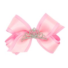 This dazzling crown on this medium satin overlay bow is the perfect accompaniment when she is dressing up as her favorite princess. This bow is sure to stay in her hair all day with our patented WeeStay™ no-slip hair clip. Approximate Size: 5” x 3” (1.5” Ribbon) Approximate Size: 5” x 3” (1.5” Ribbon) Glitter Crown, Crown Hair, Christmas Hair Bows, Bow Holder, Princess Crown, Crown Hairstyles, Satin Top, Pink Princess, Bow Hair Clips