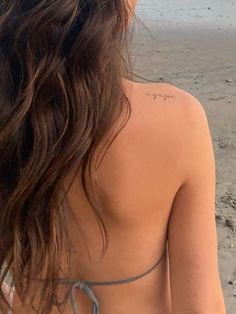 Delicate Tattoo Inspiration, Tattoo Inspo Female, Love And Other Words Tattoo, Upper Shoulder Back Tattoos For Women, Dainty Greek Tattoos, Arabic Shoulder Tattoo, Tattoo Behind Shoulder, Agape Love Tattoo, Agape Tattoo For Women