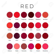 red color chart with the names and colors for each one stock photo, images and royalty