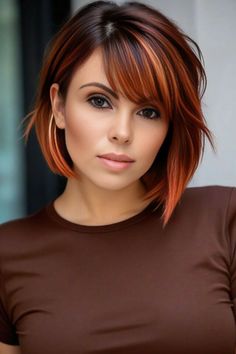 Short Red Hairstyle Women, Lob Hair Color Ideas, Hairstyles For Pixie Cuts, Orange Ombre Hair, Thanksgiving Hairstyles, Elegant Thanksgiving, Red Pixie, Chic Short Hair, Natural Gray Hair