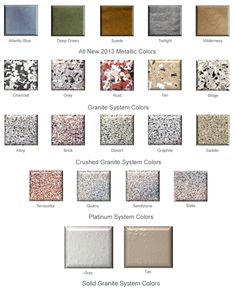 the different types of granites and their colors are shown in this chart, which shows them