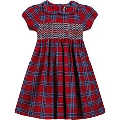 This classic red tartan dress is the perfect addition to your child's winter wardrobe. The timeless print is sure to be a favourite that will effortlessly take her from party to playtime. The dress is made from 100% cotton and features a hand-smocked bodice and a self-tie bow at the back for a comfortable fit. The puff sleeves and rounded collar give it a soft feminine feel. Add a pair of chunky boots for that "cool kid" look. Matching Baby dress HOXTON. | Question Everything | Richmond Smocked Red Tartan Dress, Girls Smocked Dresses, Girls Smock, Cool Kid, Sleepwear Dress, Matching Baby, Soft Feminine, Tartan Dress, Question Everything