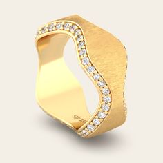 A luxurious take on our Double Curve design. This ring features two rows of handset sparkling diamonds, adorning the edges of the ring with celestial sparkle. 18k Yellow or White Gold Diamonds (1.085 cts) Satin Finish Unsure of your size? Contact us for a ring sizing kit. If you do not see your size, please contact care@jamieturnerdesigns.com and we can make your custom size. Curve Ring, Curve Design, Ring Size Guide, Sparkle Diamonds, White Gold Diamonds, Satin Finish, Final Sale, Gold Diamond, Custom Sizing